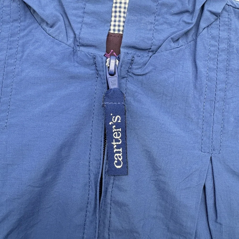Carter's Jacket Girls 9-12 Months Blue‎ Hooded Floral Lined Rain Coat Spring